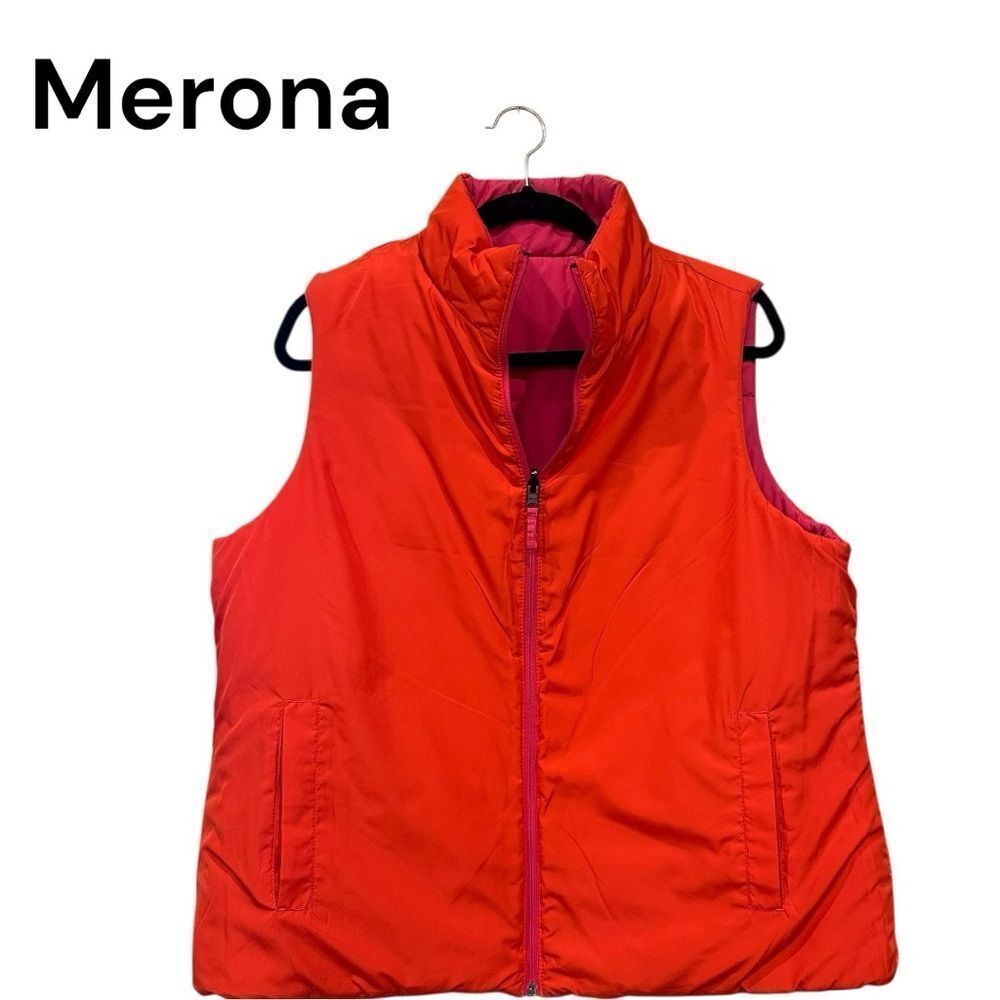 Merona vest Vibrant reversible Red /orange puffy Vest